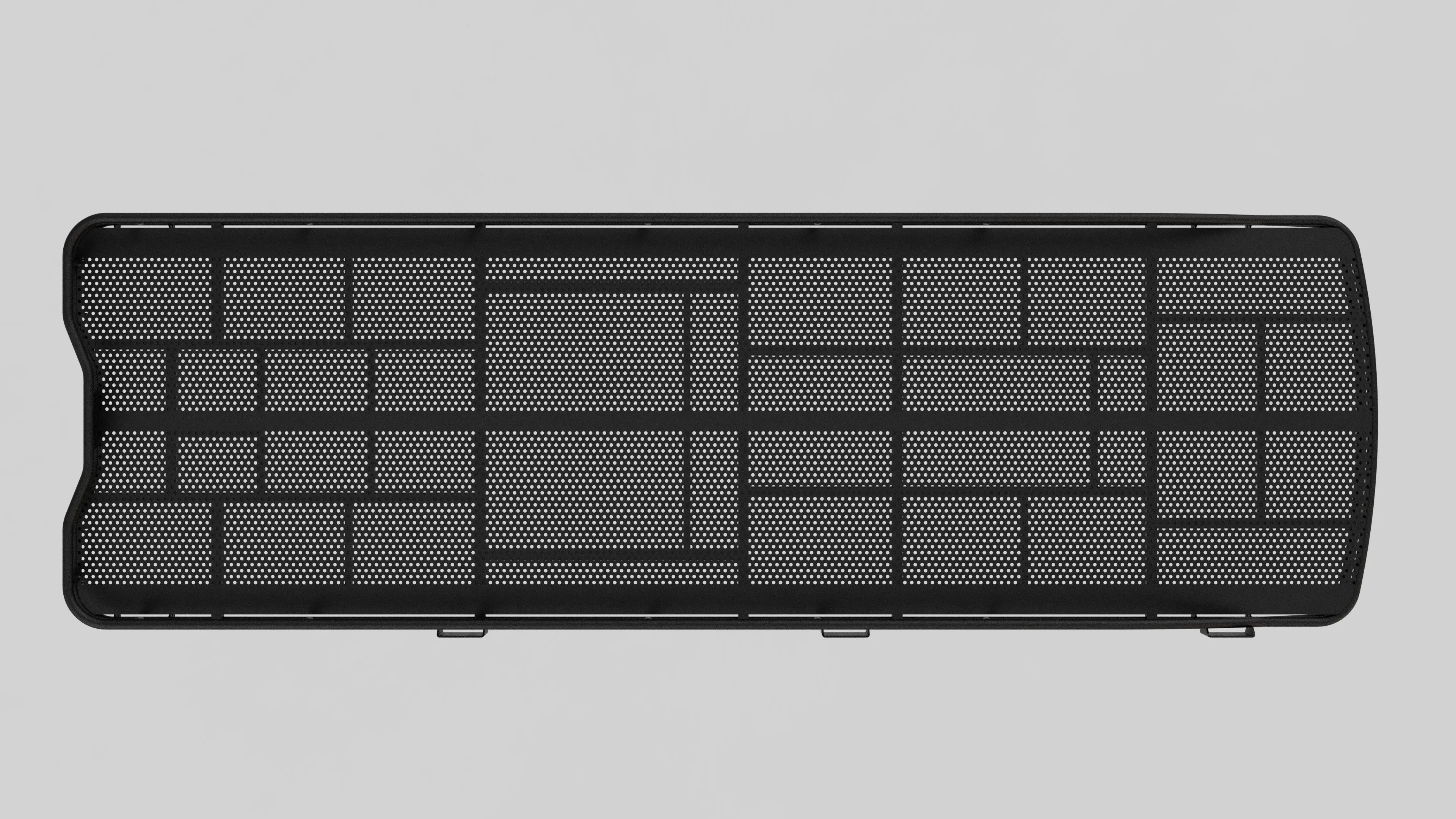 Top view of a Sprinter roof rack deck before cutouts