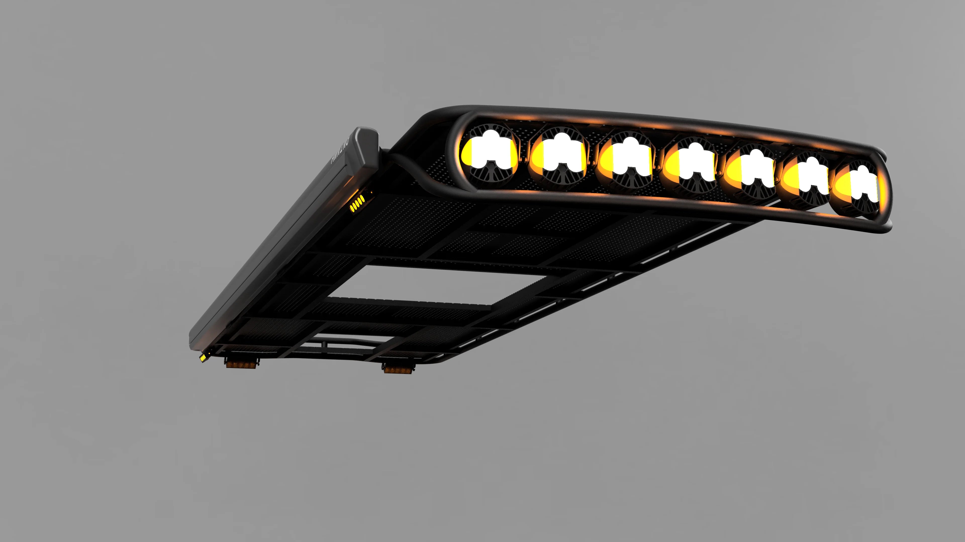 Load lights integrated into the underside of a Paragon roof rack